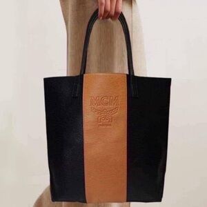 MCM Tote Bag Purse Holdall Travel Large Black Chestnut NWT